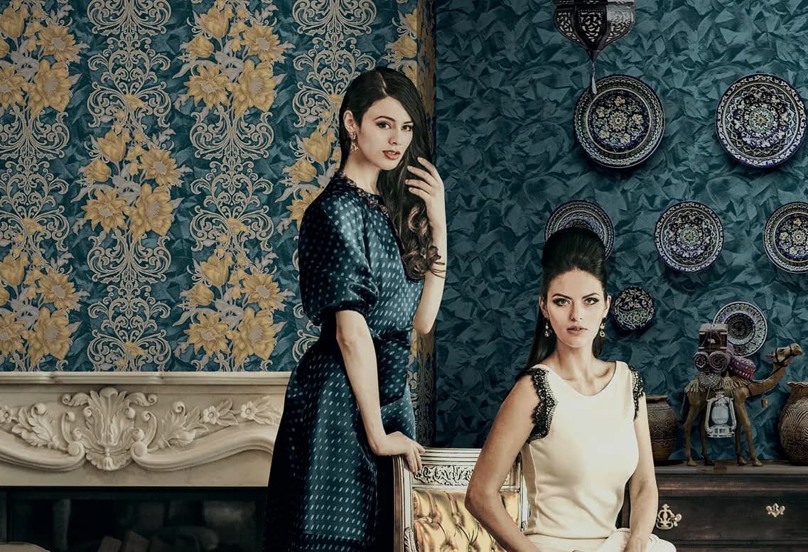 Seven Barok Damask Desenli Duvar Kağıdı, 7805-4