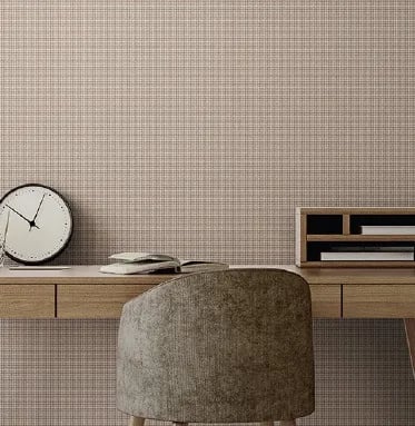 Alfa Kareli Kumaş Dokulu Duvar Kağıdı, 3718-3 Vizon renk, oda uygulaması