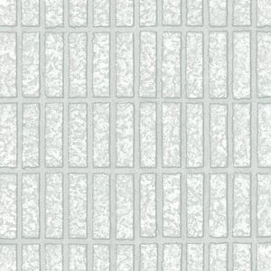 Muse Dikey Karo Tuğla ve Beton Görünümlü Duvar Kağıdı, 25102-1 Kırık Beyaz renk, doku yakın plan