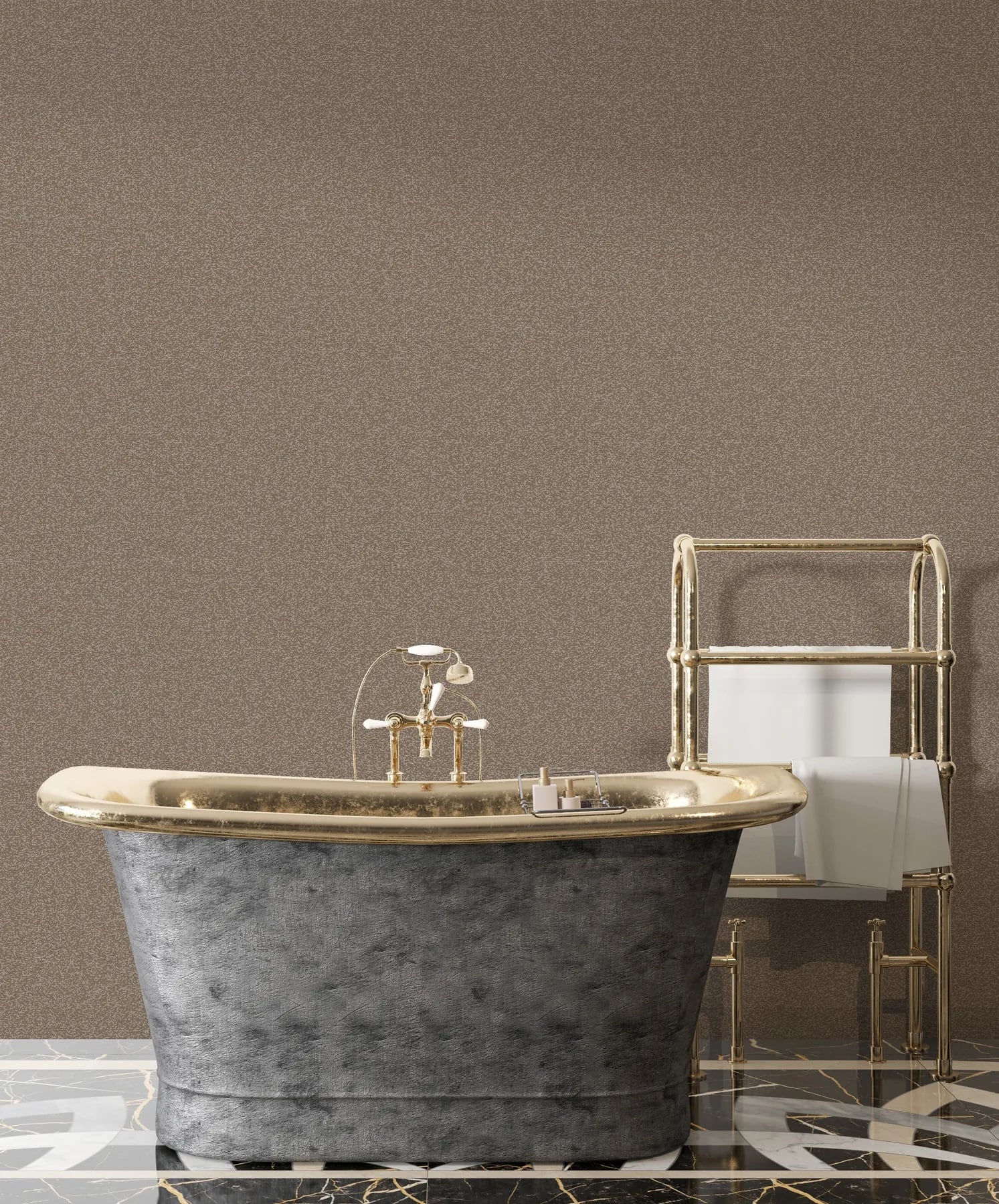 Opus Nacre İnce Mineral Dokulu Tekstil Duvar Kaplaması, OP2305 Ceviz Bej (Walnut Beige) renk, oda uygulaması