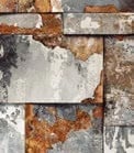 Roka Kayrak Tuğla ve Beton Görünümlü Duvar Kağıdı, 23106-4 Pas Grisi renk, doku yakın plan