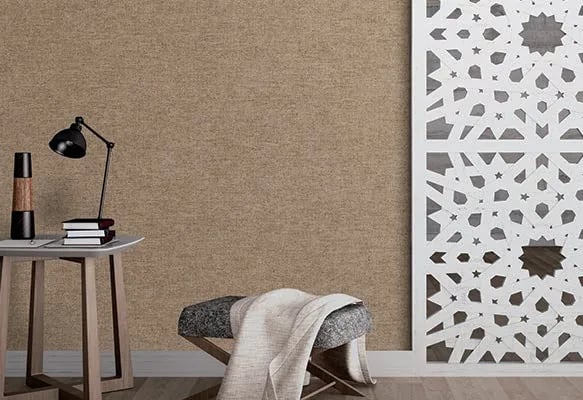 Seven Tüvit Kumaş Dokulu Duvar Kağıdı, 7816-10 Toprak renk, oda uygulaması