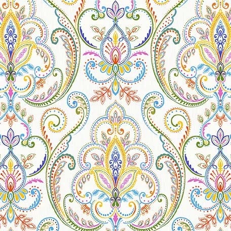 Tropicano Şal Damask Desenli Duvar Kağıdı, 9901-3 Çok Renkli renk, doku yakın plan