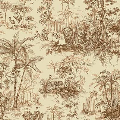 Tropicano Safari Sanatsal Desenli Duvar Kağıdı, 9909-5 Sepya renk, doku yakın plan