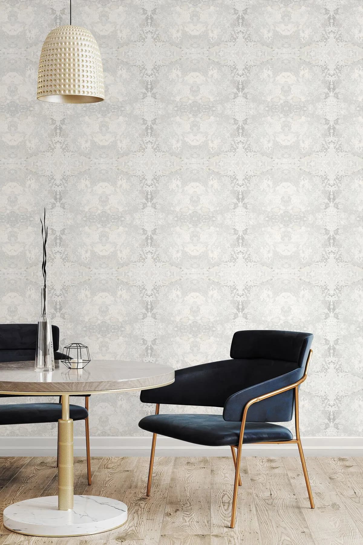 Afra Madalyon Damask Desenli Duvar Kağıdı, 80234