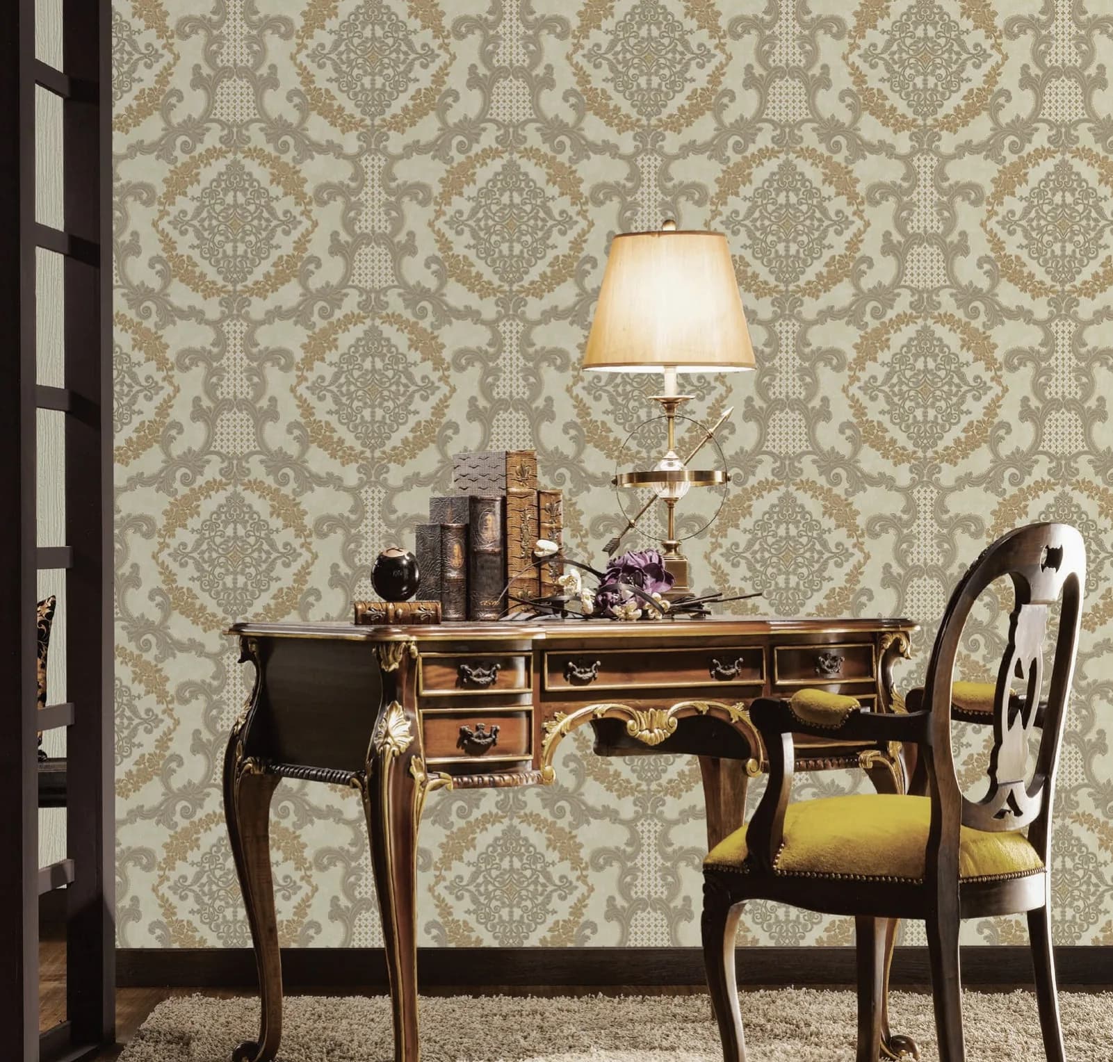 Ephes Madalyon Damask Desenli Duvar Kağıdı, 6802-4