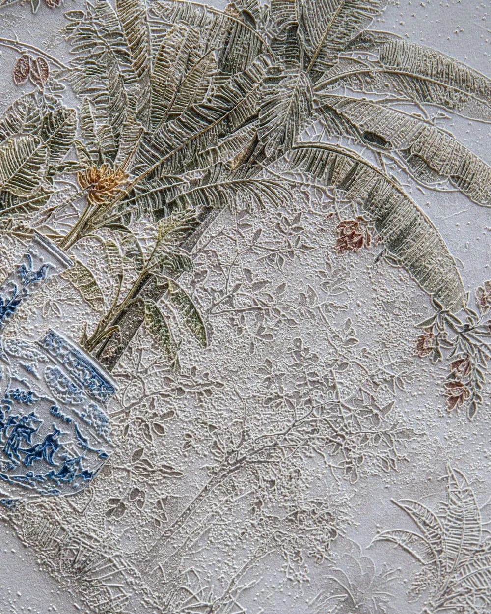 Gofre Çini Vazo Kabartmalı Panel Duvar Kağıdı, GF1013