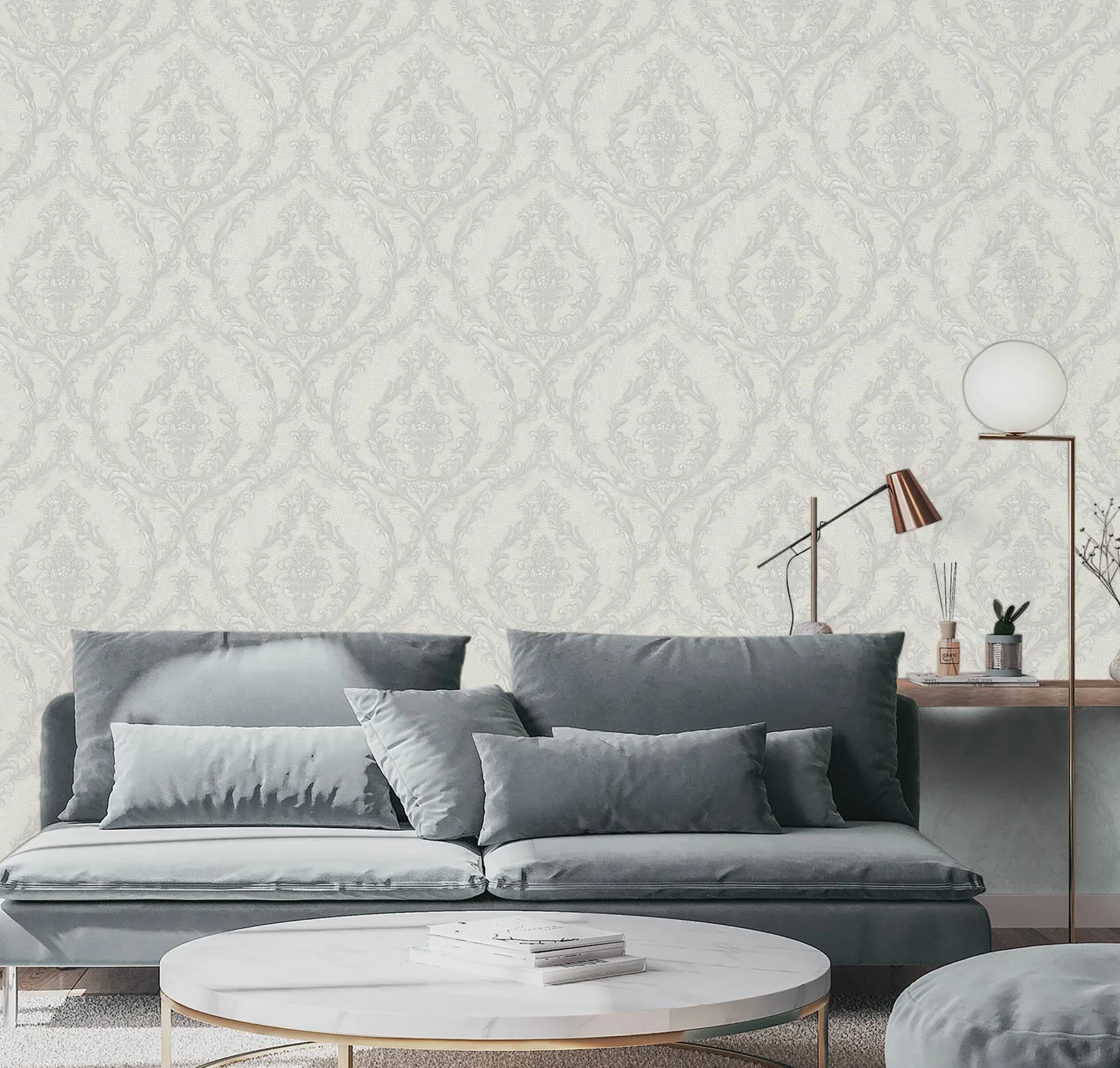 Rococo Versay Damask Desenli Duvar Kağıdı, 1401-3